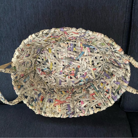 NWT Trader Joe's Colorful Handcrafted Woven Basket - Picture 2 of 6